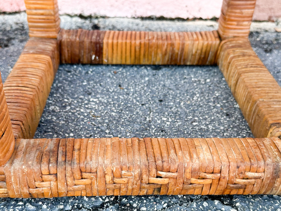 Pair of Rattan Wrapped Plant Stands