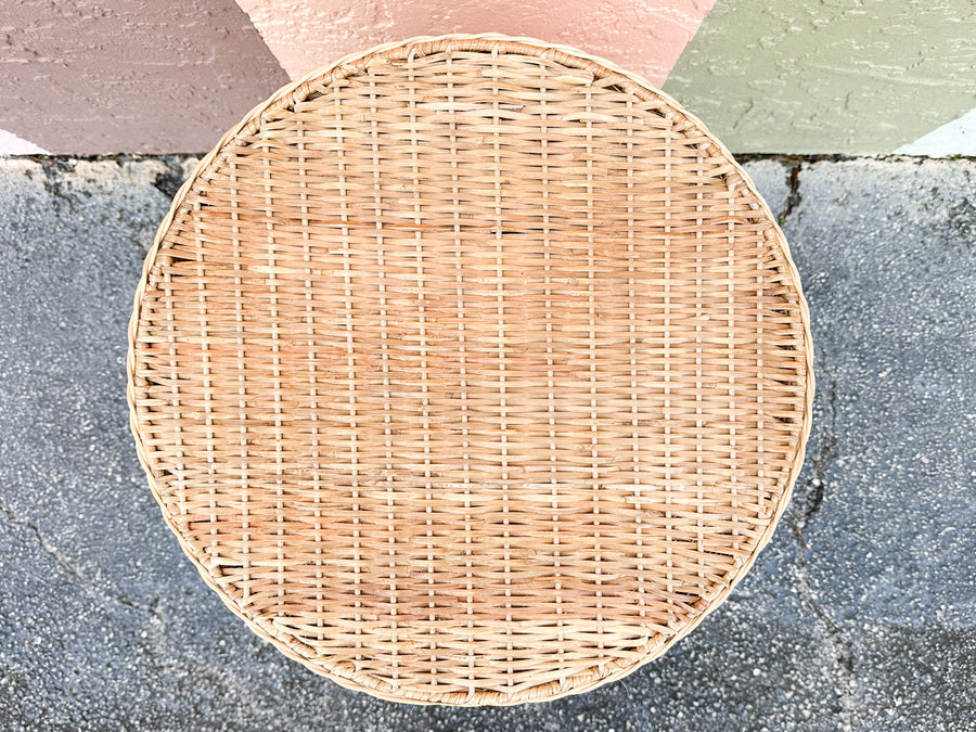 Draped Wicker Side Table