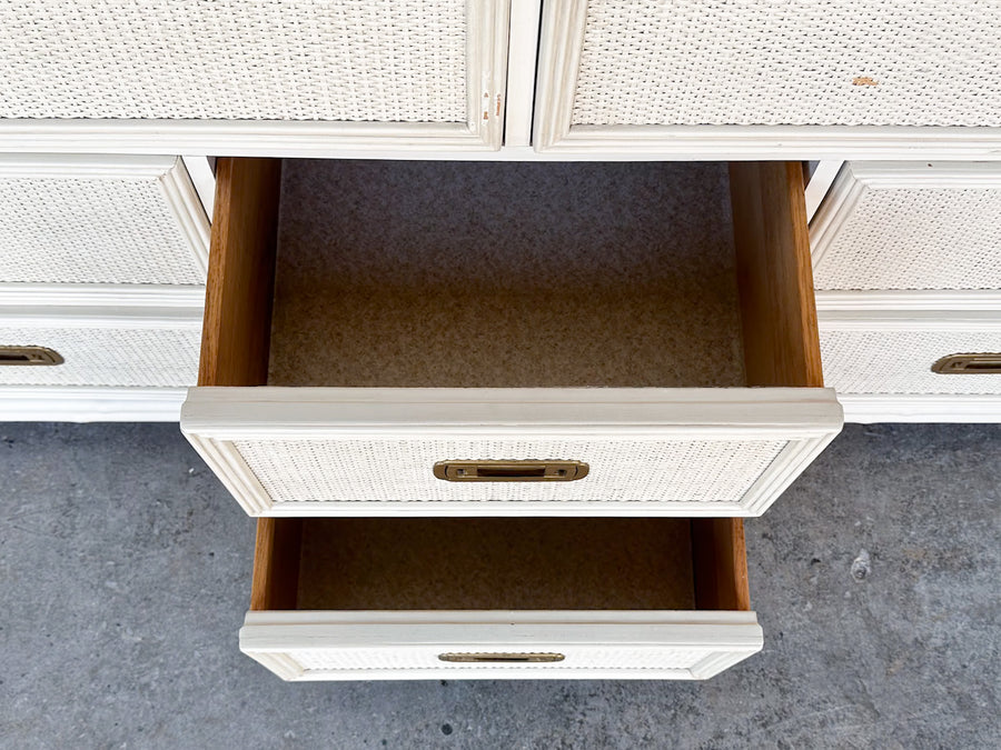 Drexel Campaign Style Rattan Dresser