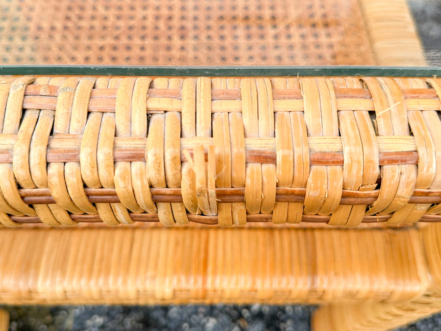 Rattan Wrapped Side Table