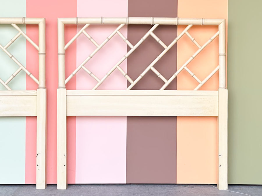 Pair of Chippendale Faux Bamboo Twin Headboards