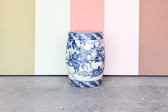 Blue and White Samurai Garden Seat