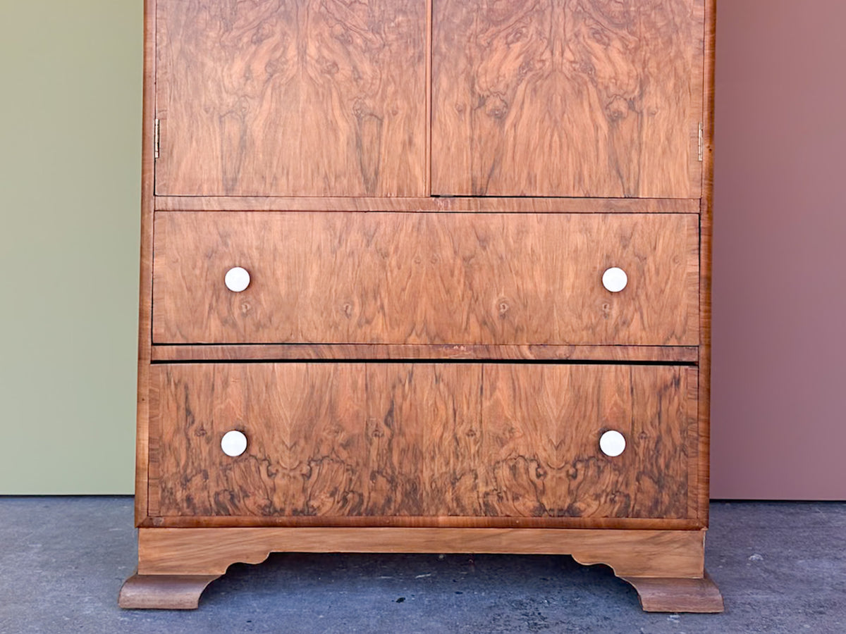 1930's Burl Wood Armoire