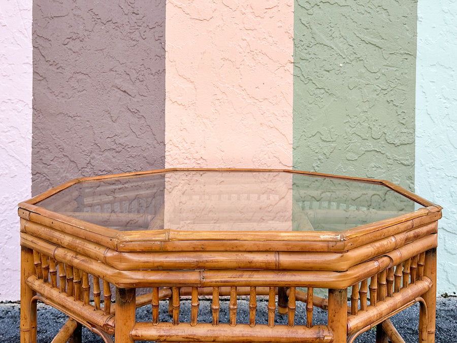 Brighton Style Tortoiseshell Rattan Coffee Table