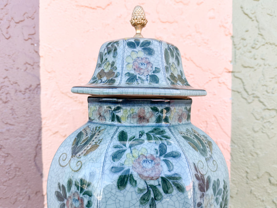 Maitland Smith Seafoam Floral Ginger Jar