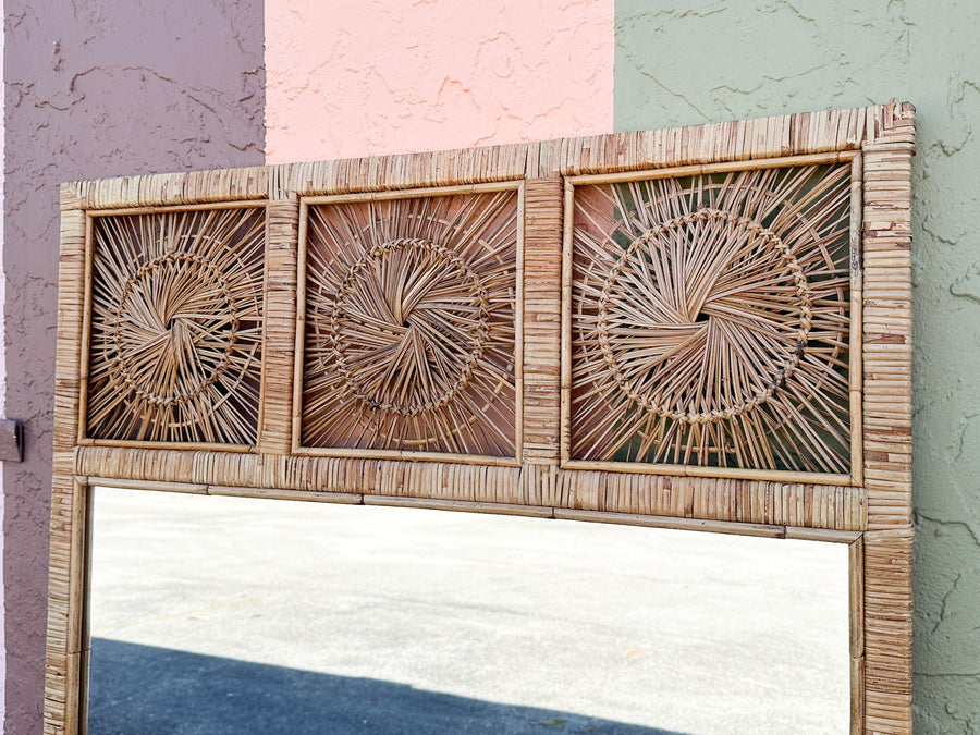 Large Rattan Medallion Mirror