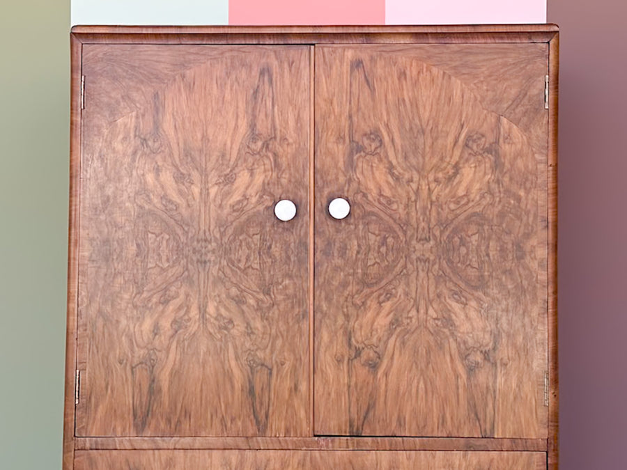 1930's Burl Wood Armoire