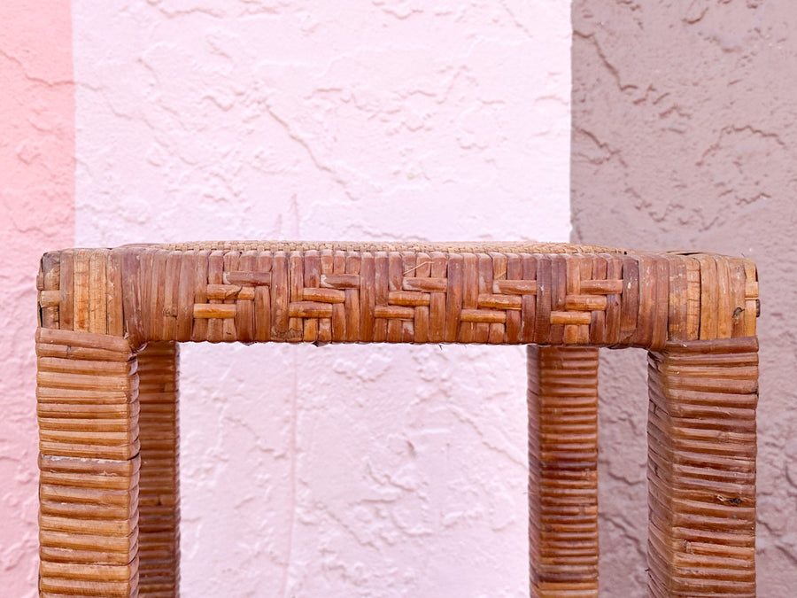 Pair of Rattan Wrapped Plant Stands