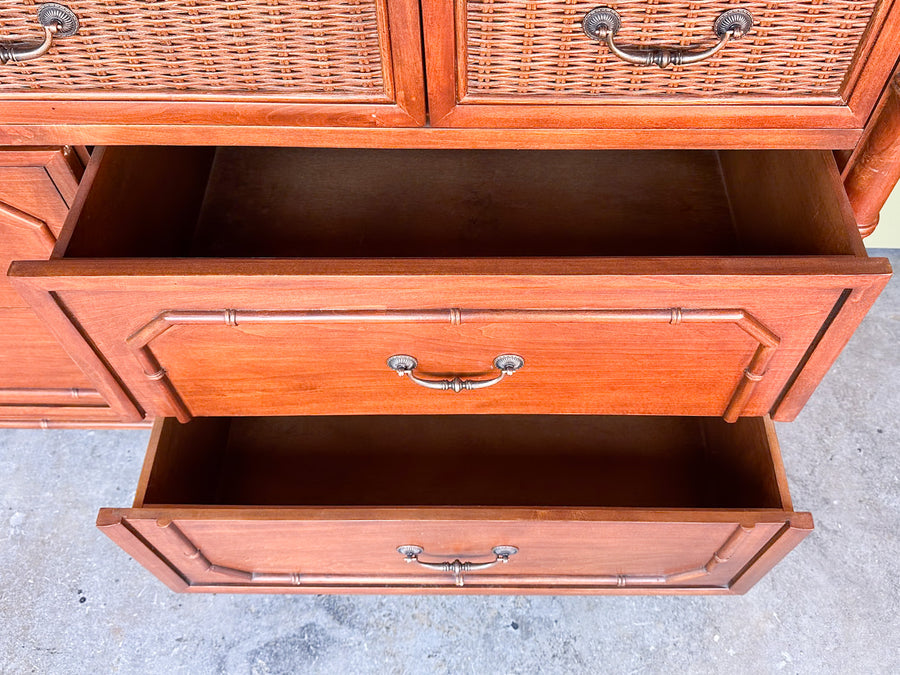 Handsome Faux Bamboo Oversized Dresser