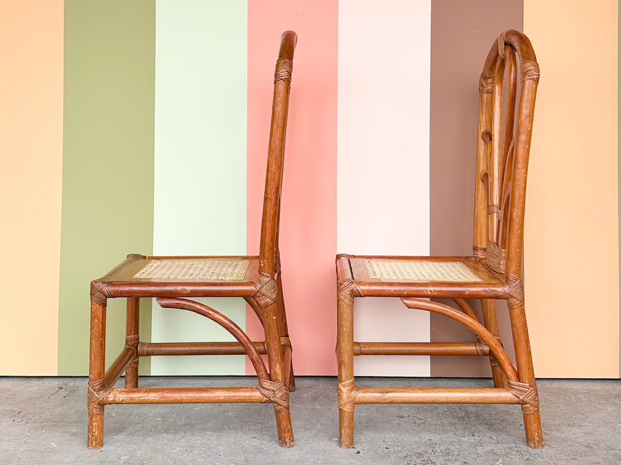 Pair of Rattan and Cane Side Chairs