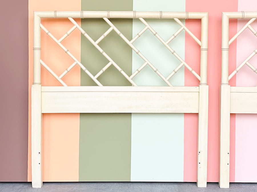 Pair of Chippendale Faux Bamboo Twin Headboards