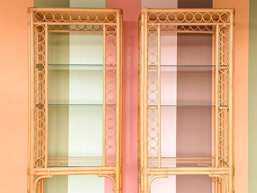 Pair of Whimsical Rattan Etageres