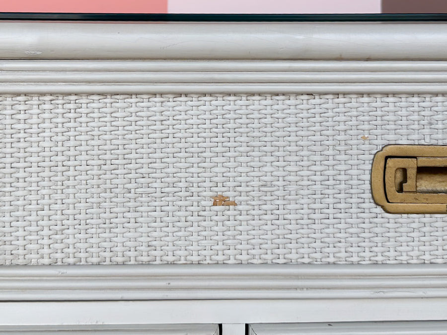 Drexel Campaign Style Rattan Dresser