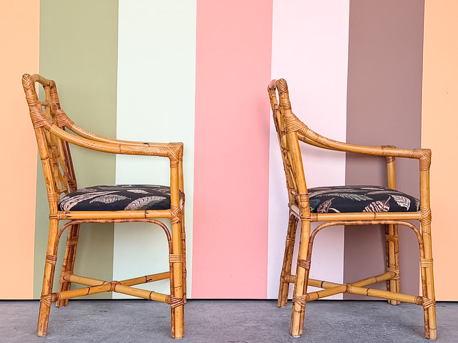 Pair of Fretwork Rattan Chairs