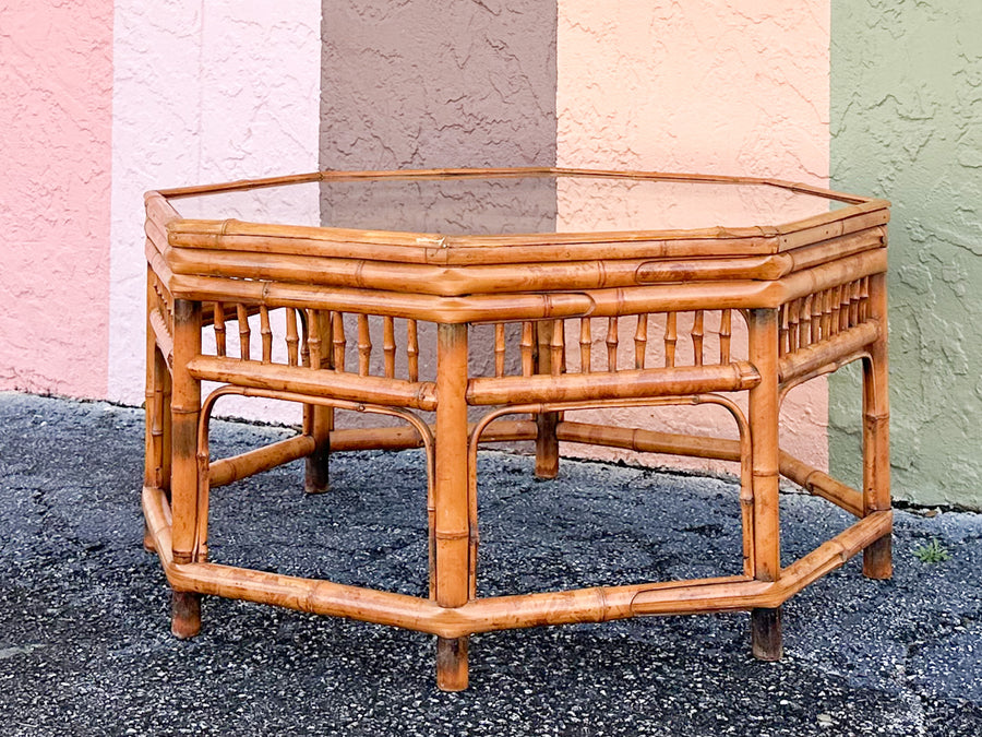 Brighton Style Tortoiseshell Rattan Coffee Table