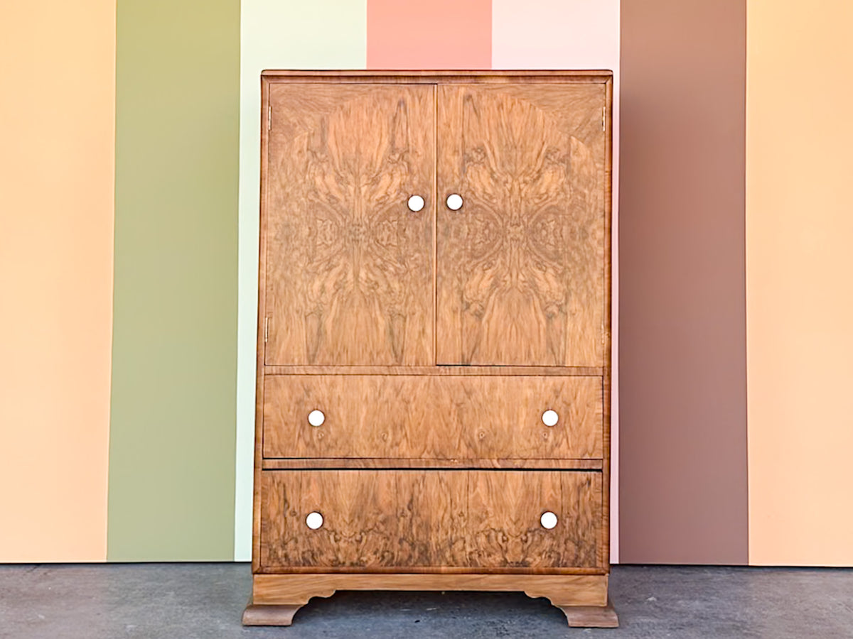 1930's Burl Wood Armoire
