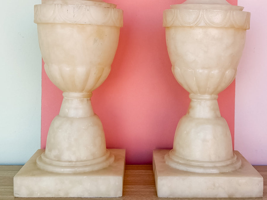Pair of Petite Faux Alabaster Lamps