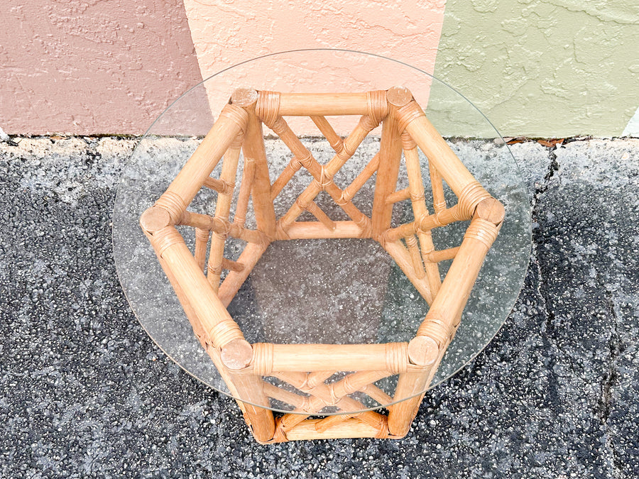 Cute Chippendale Rattan Drinks Table
