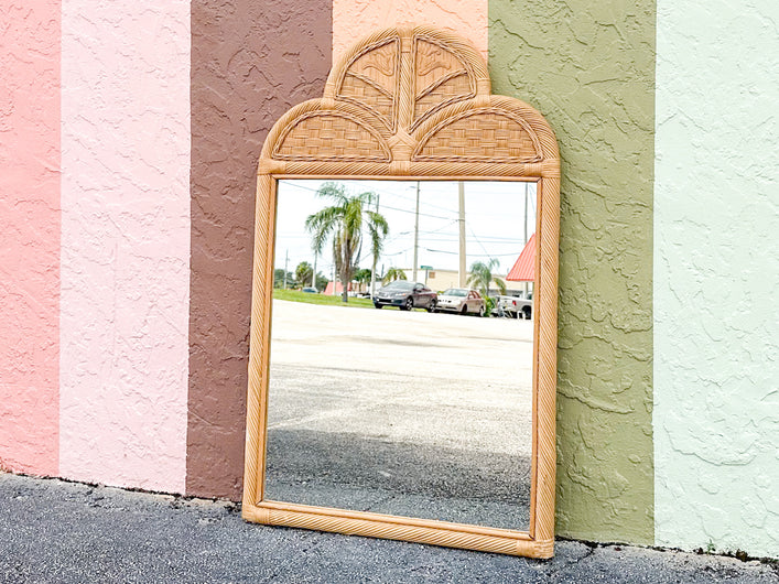 Island Style Pencil Reed Rattan Mirror