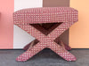 Pair of Pink Plaid X Benches