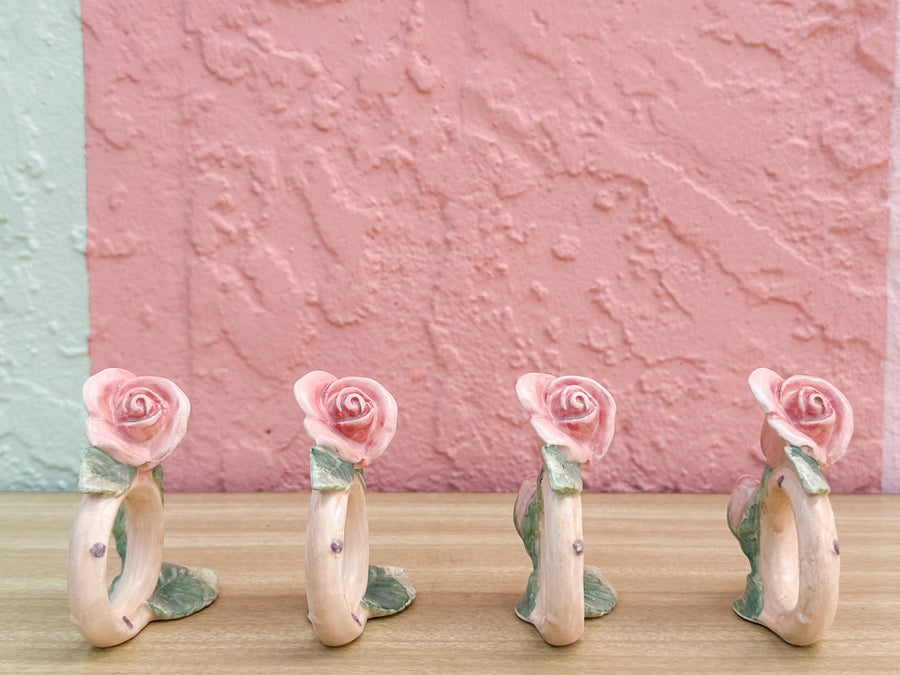 Set of Twelve Fitz and Floyd Spring Roses Napkin Rings