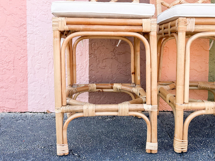 Set of Three Modern Rattan Counter Stools