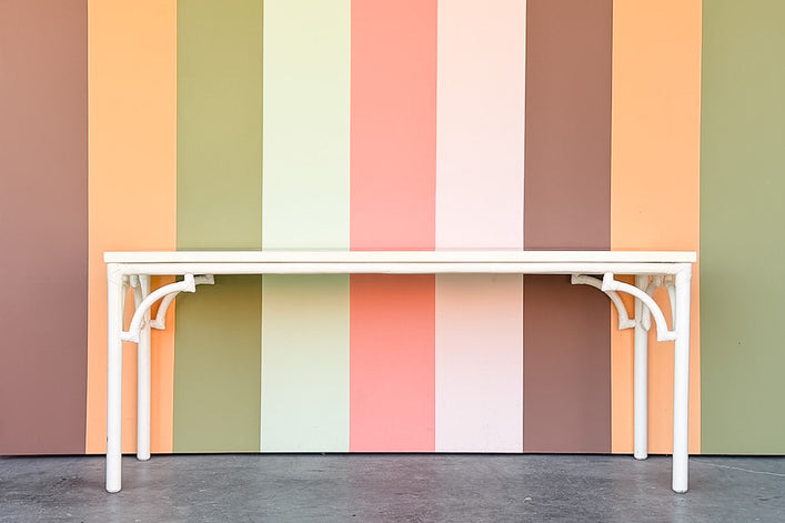 Extra Long White Rattan Console