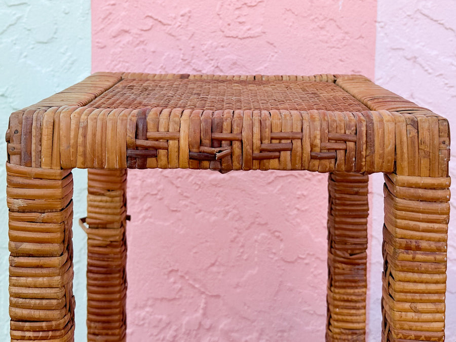 Pair of Rattan Wrapped Plant Stands