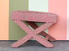 Pair of Pink Plaid X Benches