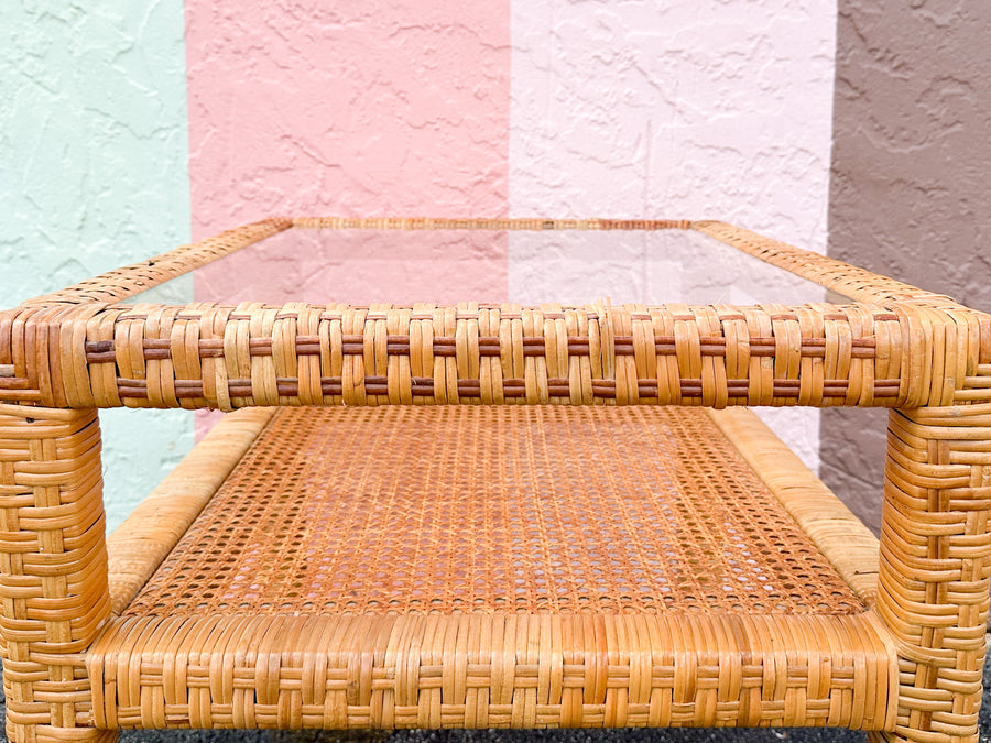 Rattan Wrapped Side Table