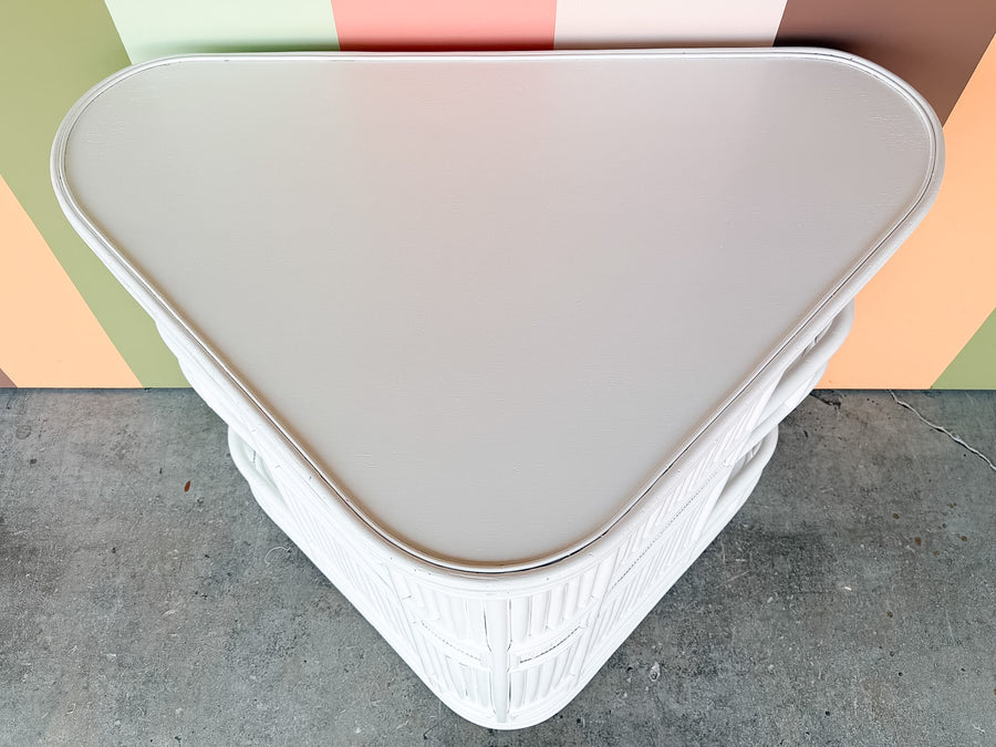 Newly Painted Triangular Rattan Bar