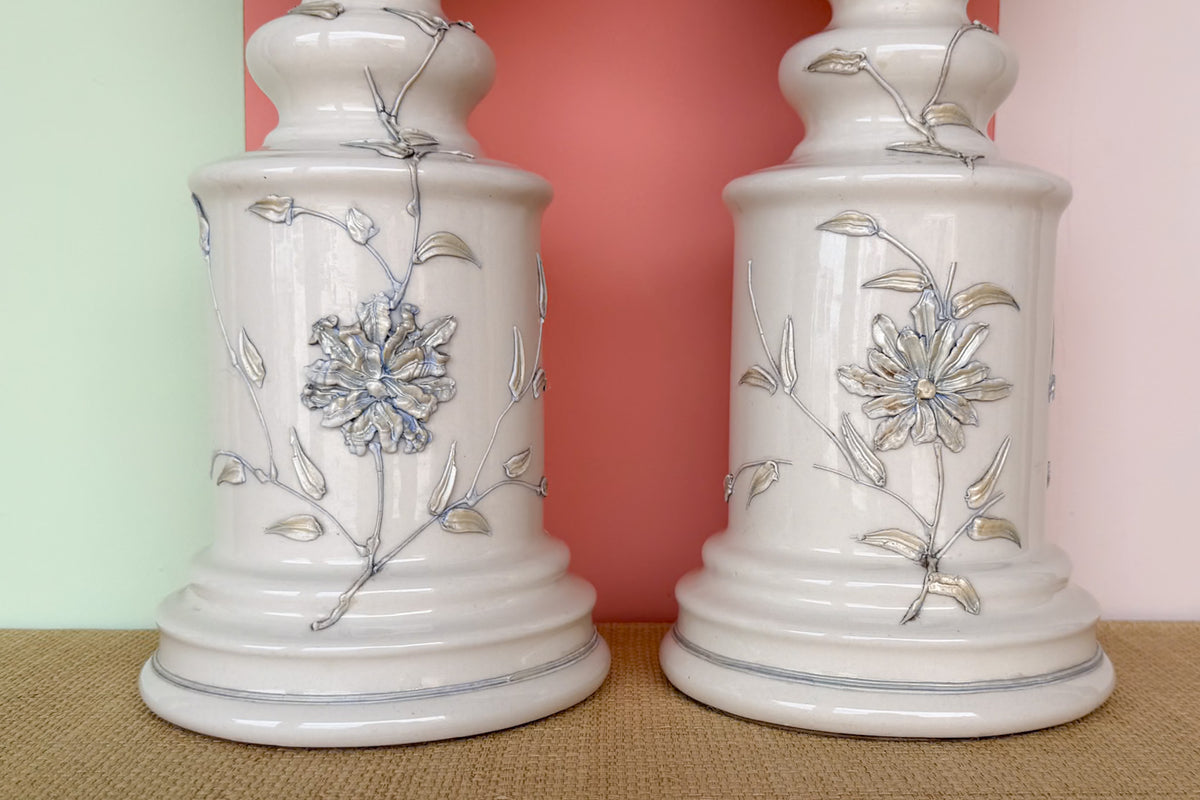 Pair of Regency Chic Floral Icing Lamps