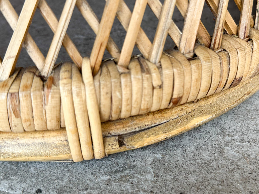 So 70’s Rattan Peacock Chair and Side Table