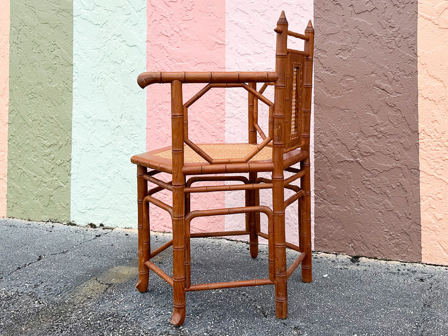 Faux Bamboo and Cane Octagon Accent Chair