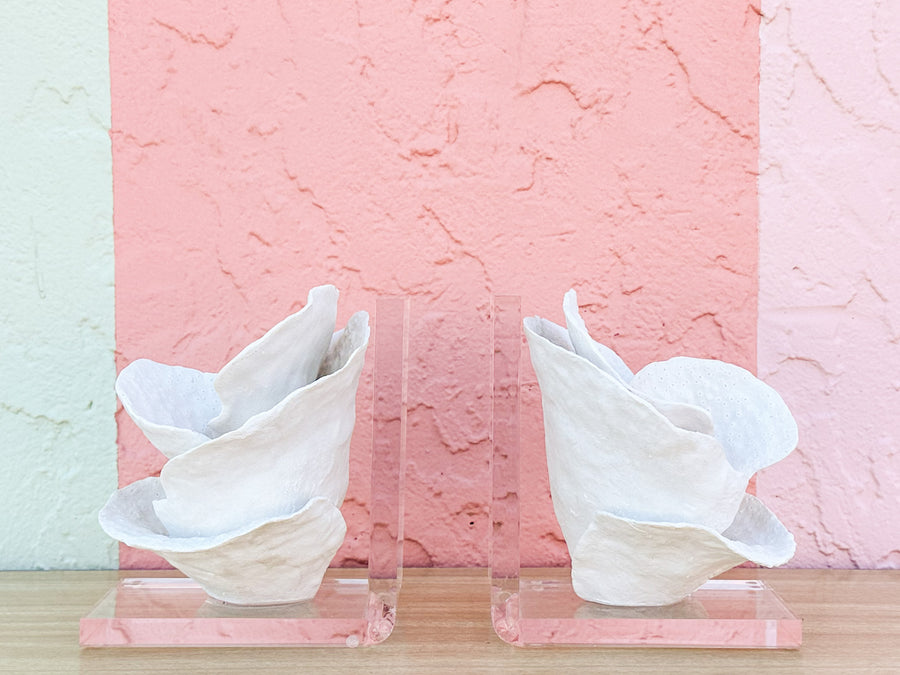 Lucite Coral Bookends
