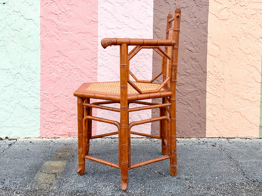 Faux Bamboo and Cane Octagon Accent Chair