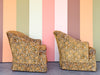 Pair of Brocade Upholstered and Tufted Chairs