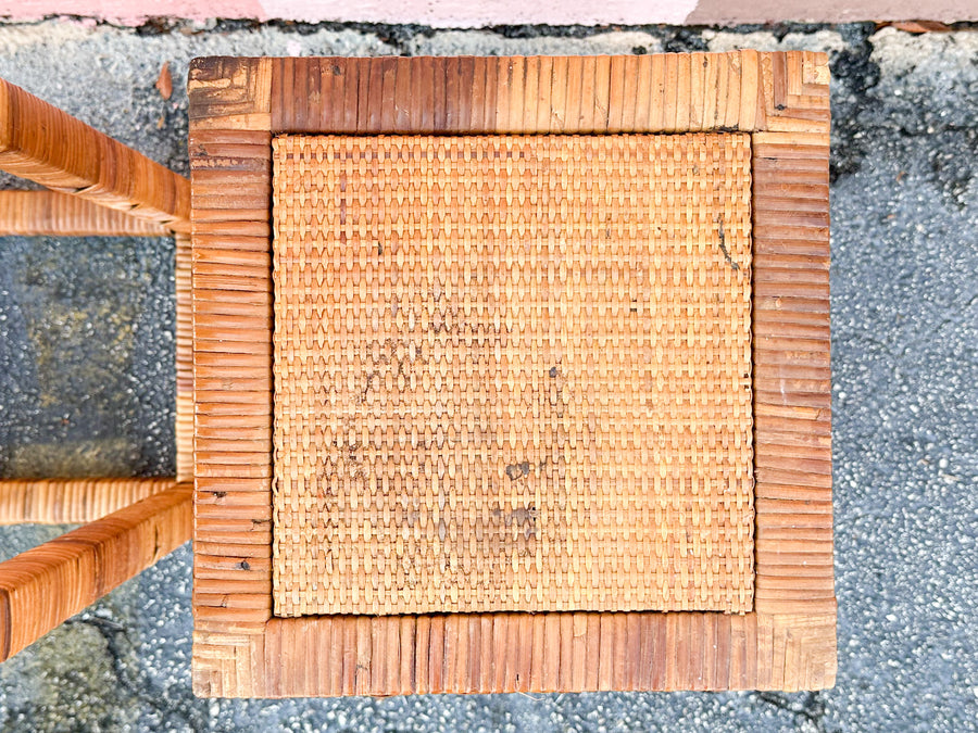 Pair of Rattan Wrapped Plant Stands