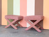 Pair of Pink Plaid X Benches