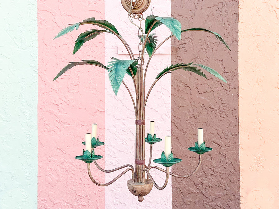 Tole Palm Chandelier