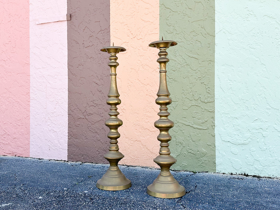Pair of Large Brass Candlesticks