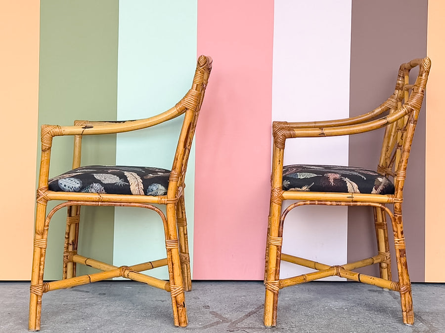 Pair of Fretwork Rattan Chairs