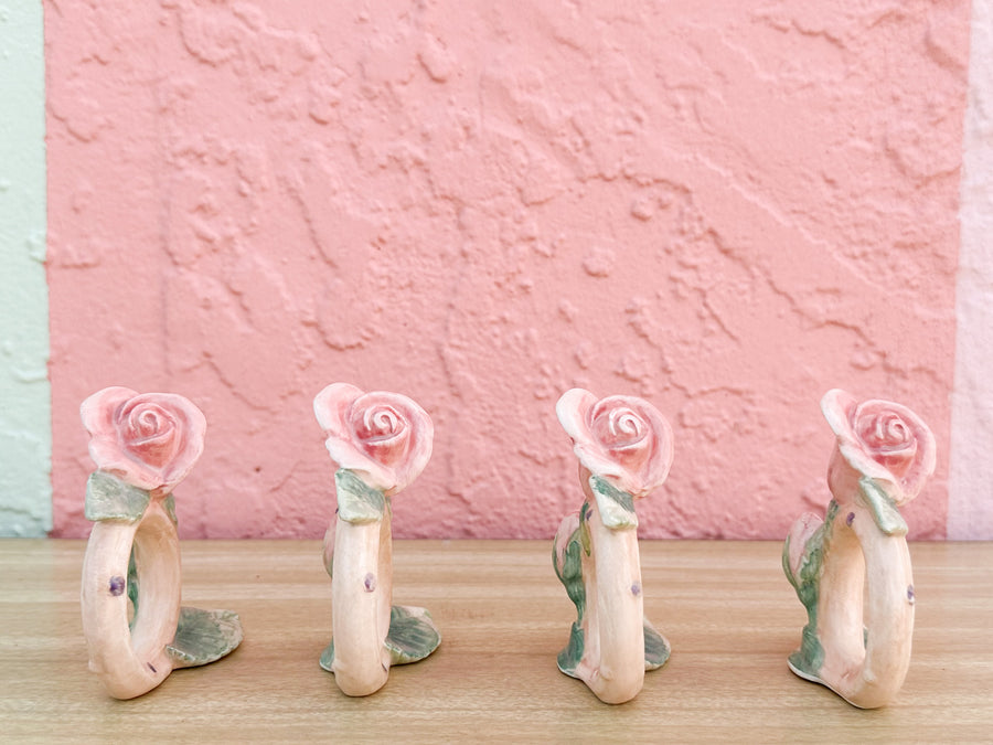 Set of Twelve Fitz and Floyd Spring Roses Napkin Rings