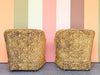 Pair of Brocade Upholstered and Tufted Chairs