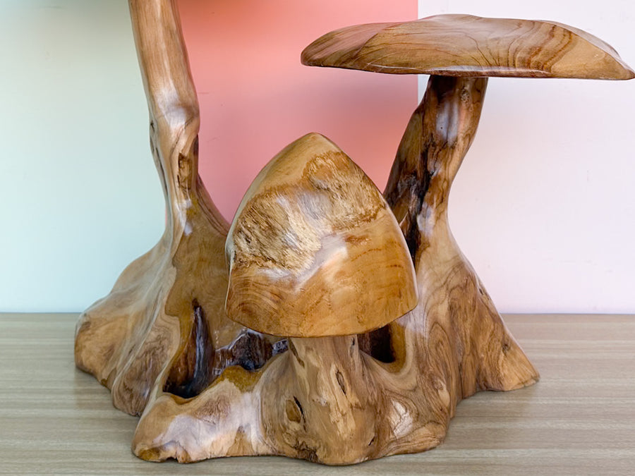 Carved Teak Mushroom Cluster