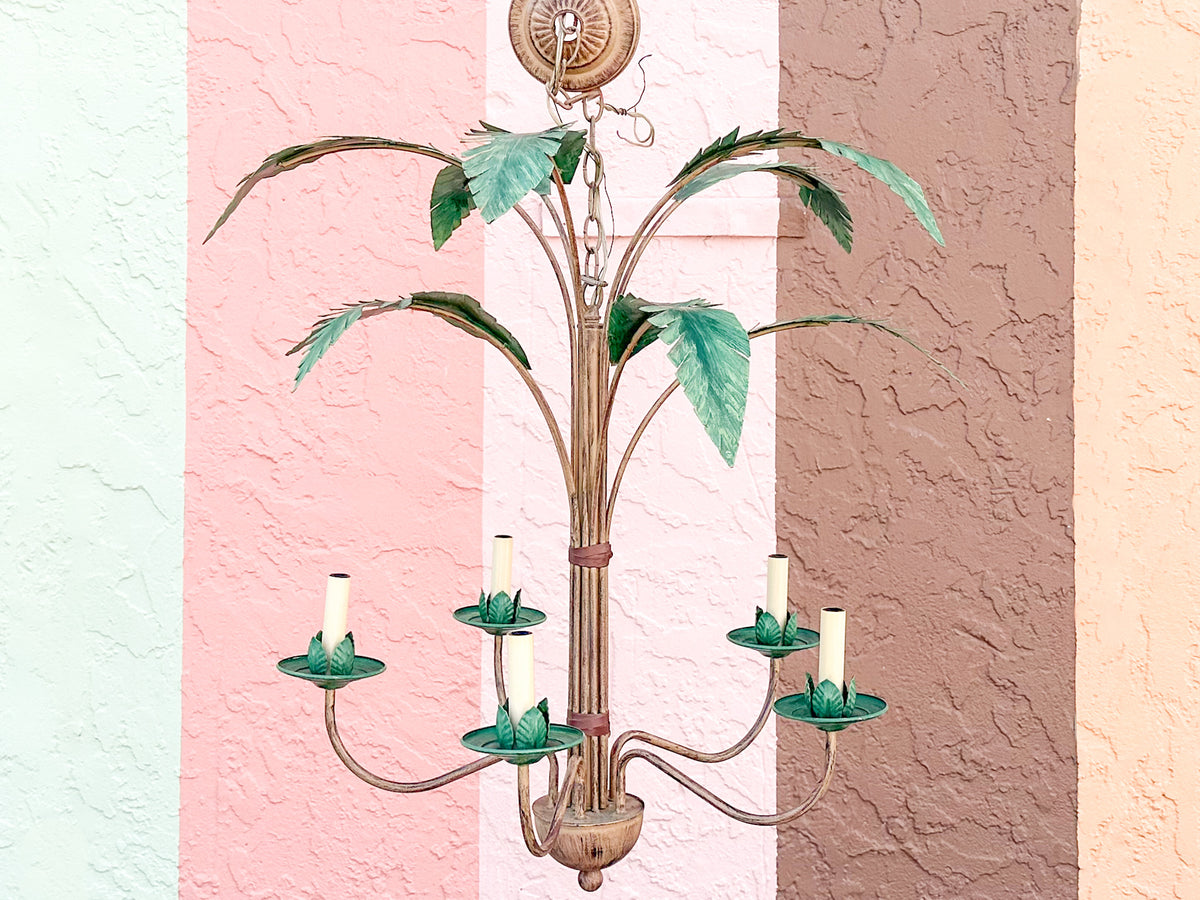Tole Palm Chandelier