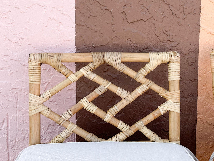 Set of Three Modern Rattan Counter Stools