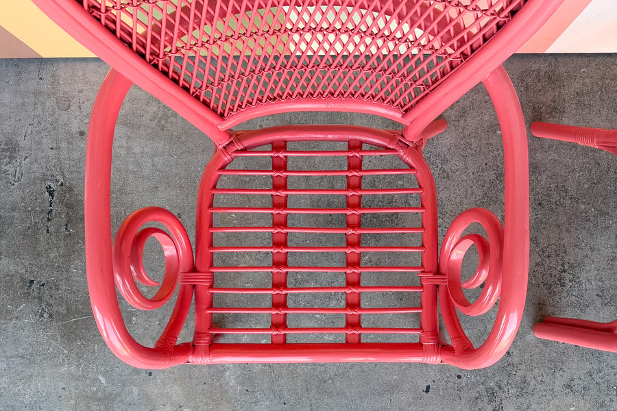 Pair of Hot Pink Whimsical Rattan Chairs