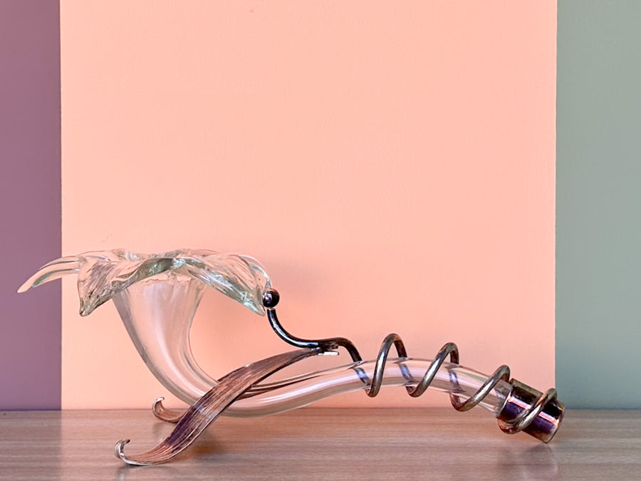 Pair of Kips Bay Show House Glass Lily Taper Candle Holders