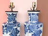 Pair of Blue and White Floral Lamps